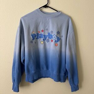 PLAYBOY Blue Ombre Sweatshirt with Colorful Accents